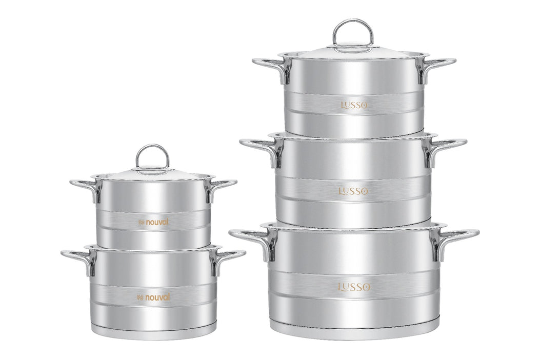 lusso stainless set of 5 pots (16.18.20.24.28)