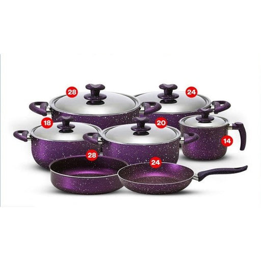 Granite 12 pcs pot 18-20-24-28 + frying pan 24+ oven tray 28+ milk pot 14